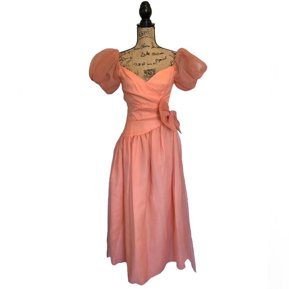 Vintage 1980s Pink Puffy Princess Prom Dress XS - Picture 1 of 9
